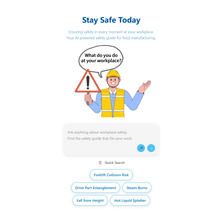 Stay Safe Today user access screen with quick hazard search